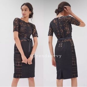 Anthropologie Byron Lars Carissima Black Lace Sheath Dress Petite Cocktail NWT